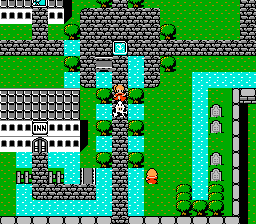 Can you possibly make your way past this maze and the woman to get to the Inn?