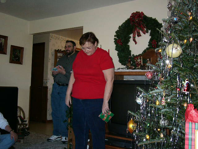 Brian and Phillis handing out presents.