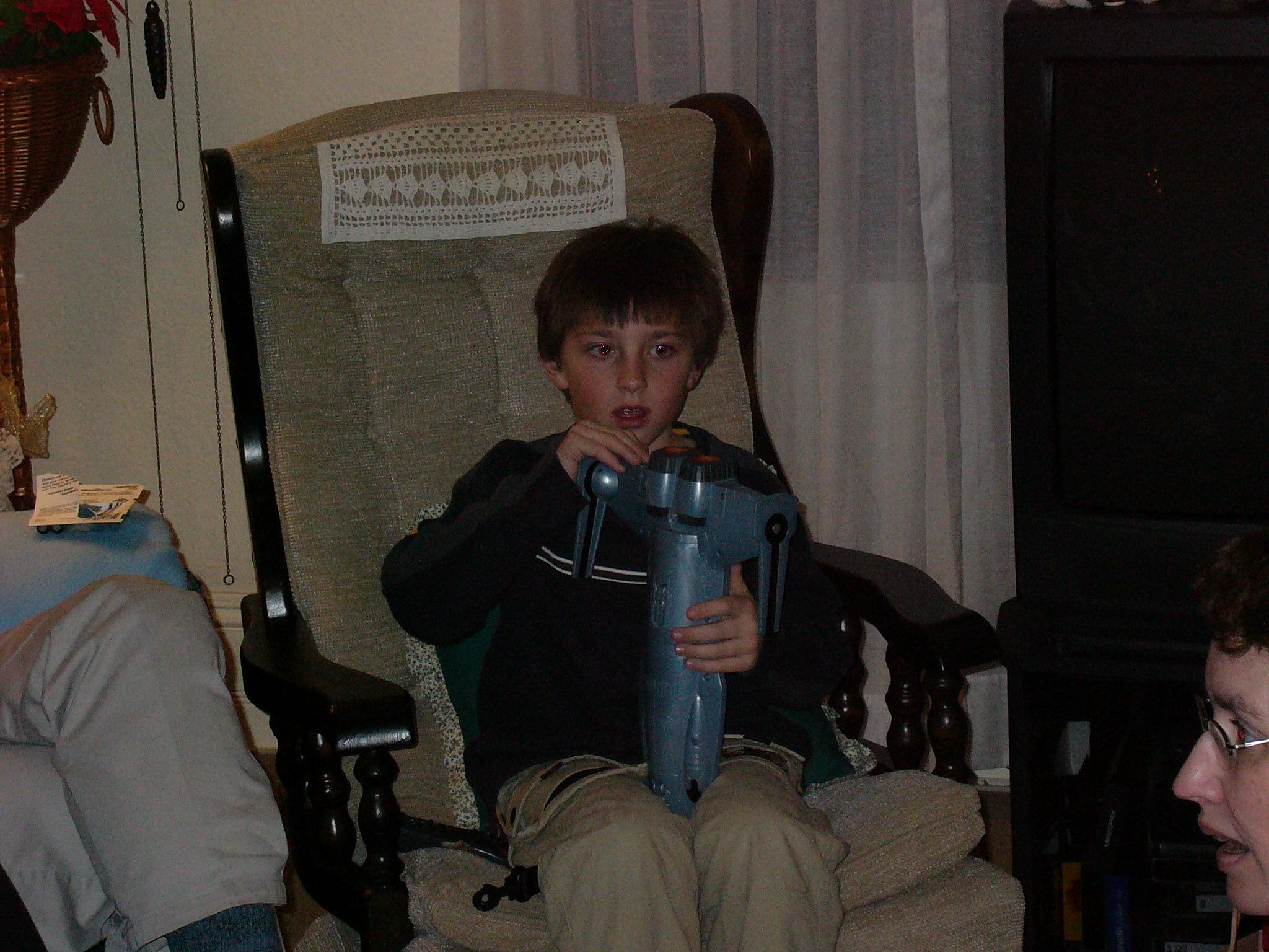 Nick playing with his new toy.