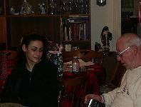 Stacy and Marv talking.