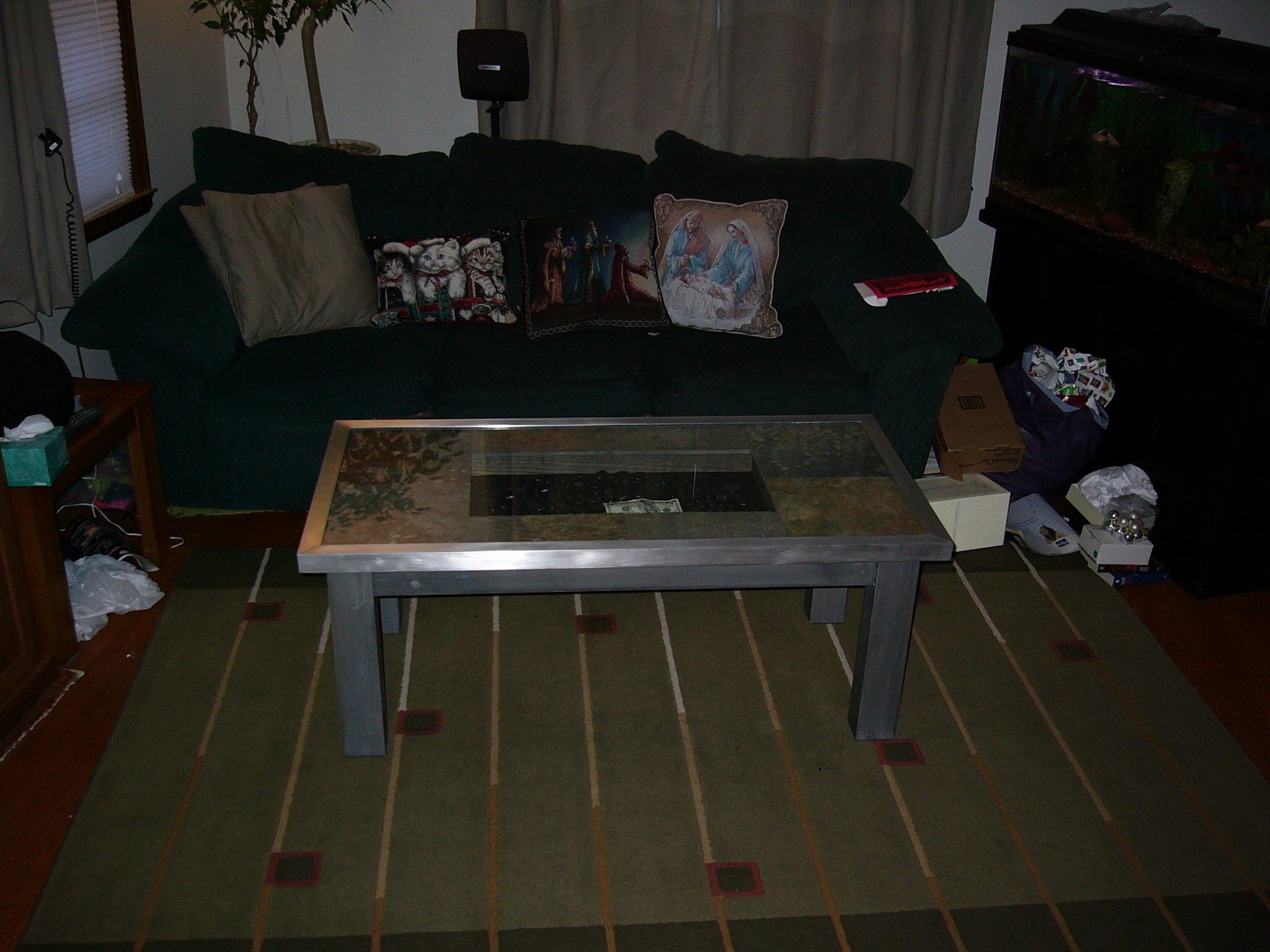 A different shot of the coffee table.