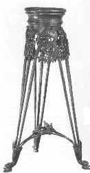 Tripod with figured decorations of diners on couches.  Page 161. Sybille Haynes. Etruscan Civilization 2000