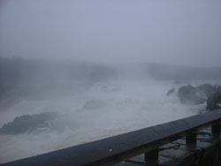 The mist is from the falls, not the rain