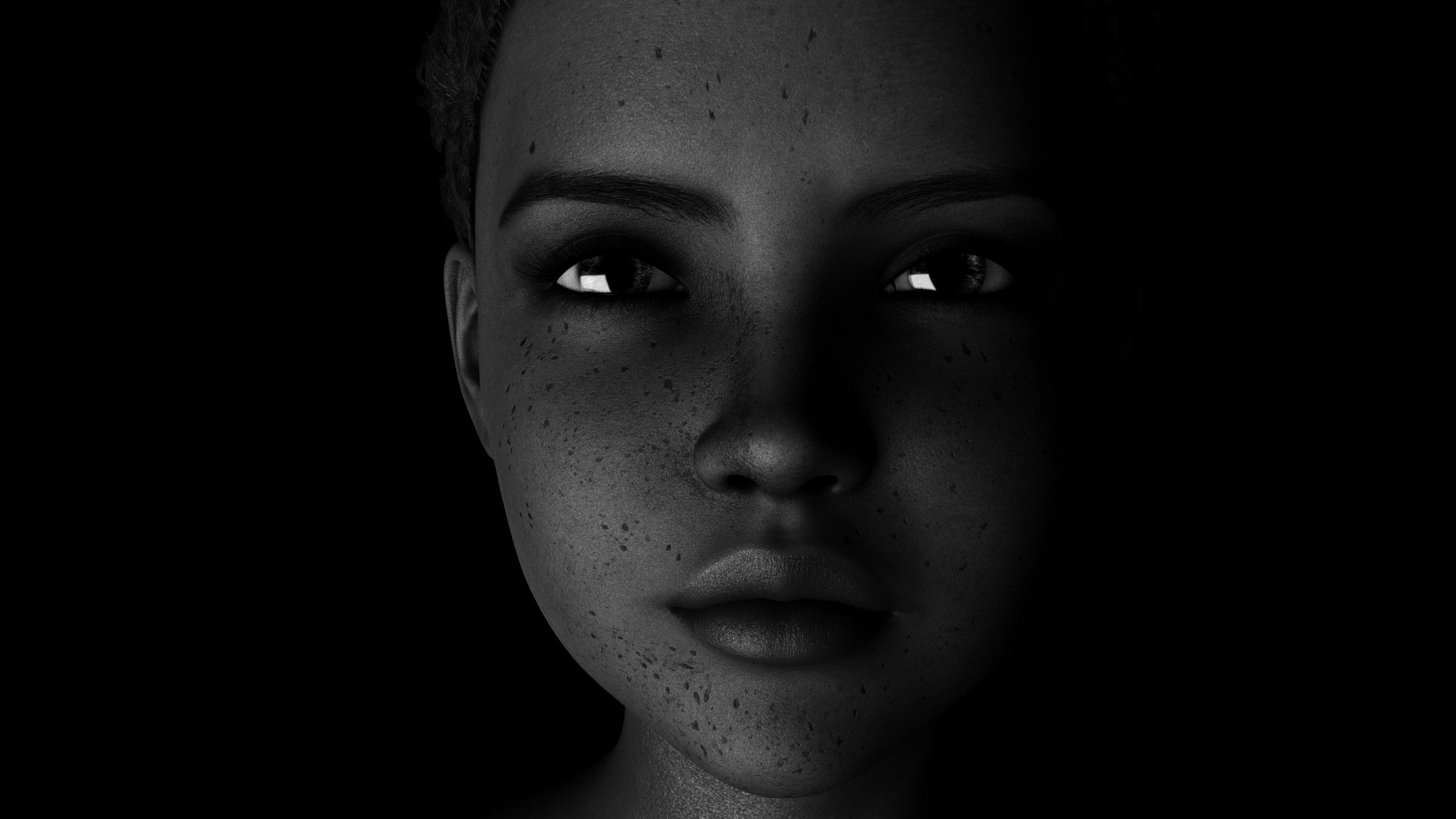 girl black and white