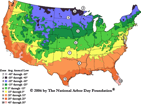 Gardening hardiness zones