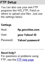 Yahoo! Geocities FTP Setup