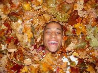 We buried Nick in leaves...too bad he got out