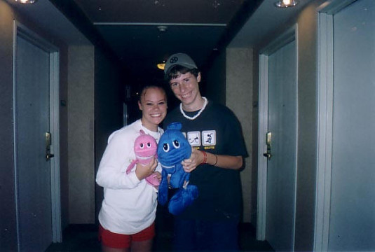 Ambs and Chris at the hotel after the arcade