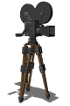 animated gif of old hand cranked movie camera
