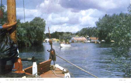 The River at Brundall, Norfolk Broads. c1960