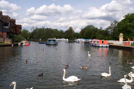 Wroxham staithe from the bridge. 2005