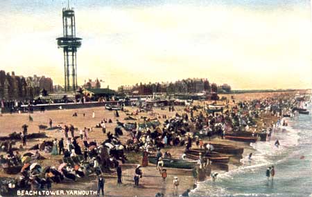 Beach and Tower, Yarmouth. c. 1900