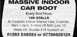 indoor car boot coalville every sun/thurs