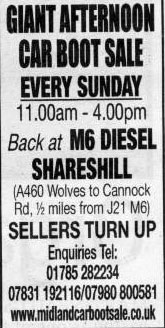 M6 DIESEL SHARESHILL 2009 SUNDAY AFTERNOON CAR BOOT SALE