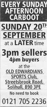 old edwardians sunday afternoon boot sales solihull 2009