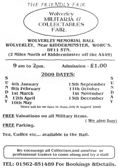 wolverley memorial hall militaria and collectables fairs 2009