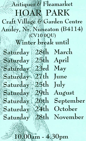 ANTIQUES AND FLEAMARKET HOAR PARK DATES FOR 2009