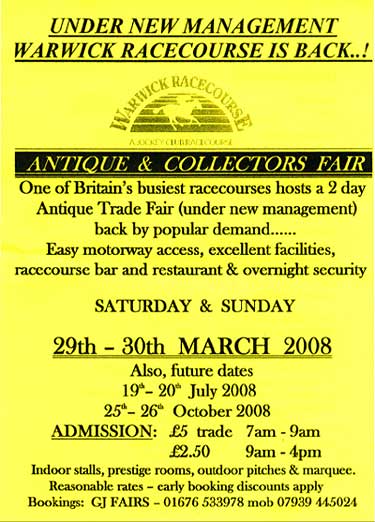 ANTIQUE AND COLLECTORS FAIRS WARWICK RACECOURSE 2008