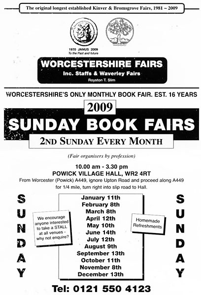 worcestershire sunday book fairs 2009 powick village hall
