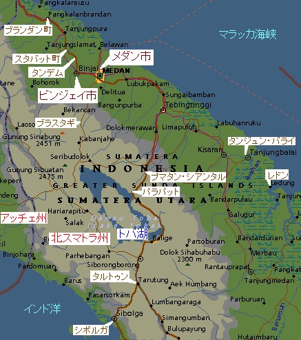 Map of Indonesia, North Sumatera 