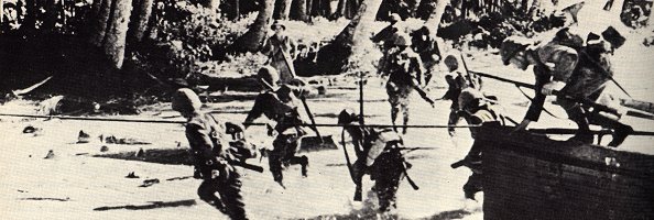 Japanese troops landing at Natuna Islands, Borneo, 1941