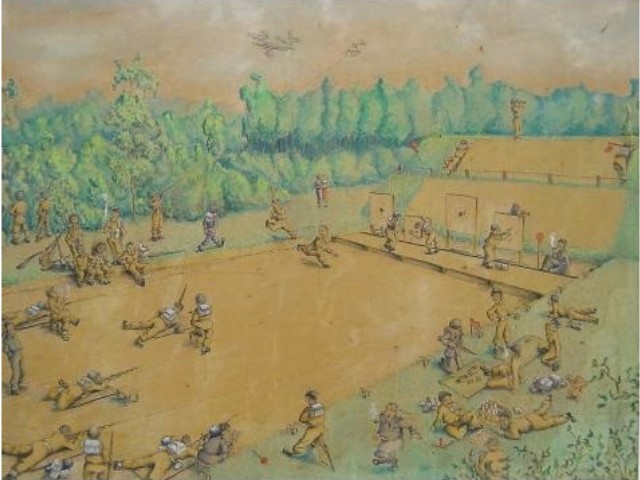 this hansdrawn and painted picture can be found at the Heumensoord shootingrange Nijmegen The Netheralnds