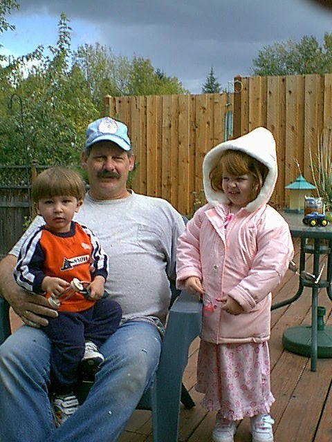 Grandpa Reicks, Noah and Lilly.&nbsp; October 2001