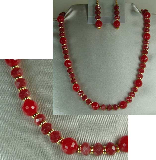 Handcarved green fluorite, faceted green aventurine and faceted glass.&nbsp; Beaded necklace only or necklace and earrings at a discounted price.