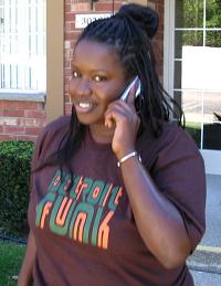 Kelley on her phone