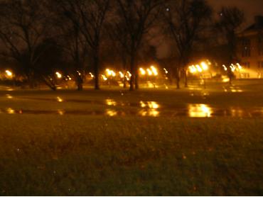 The South Oval at night.