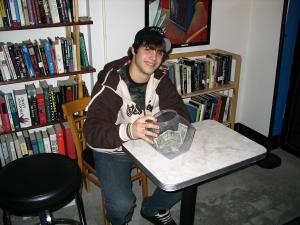 Andy, the money taker. Careful lady's he is only 15