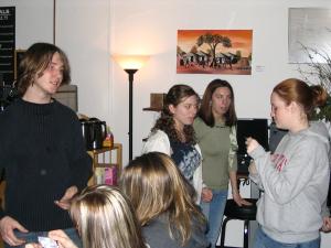 Brian speaking to a few people after his set