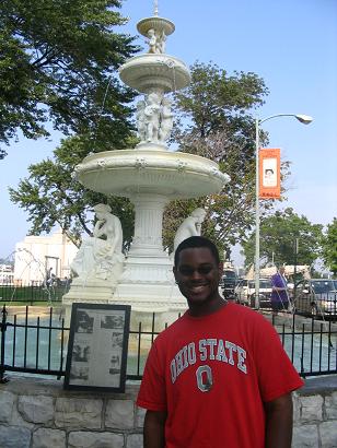 By a fountain in St. Joseph
