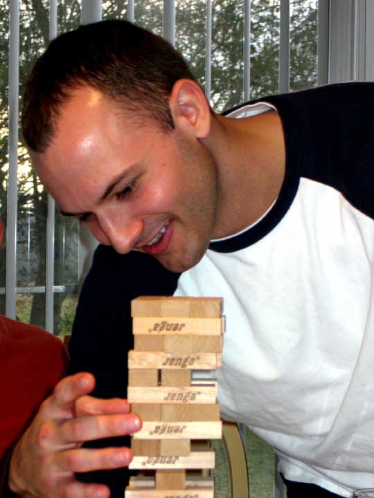 Da Logan playing Jenga.&nbsp; 