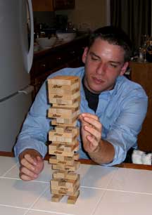 Dur-rick playing Jenga.&nbsp; 