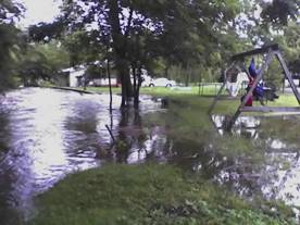 Picture of the yard near the swing set