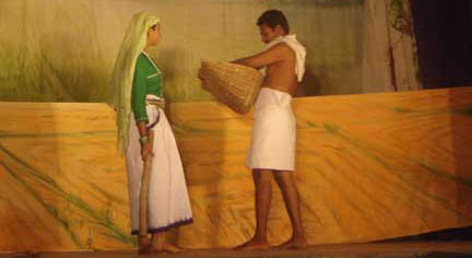 A scene from Edasseri Play 'Koottukrishi', directed by Naripatta Raju.