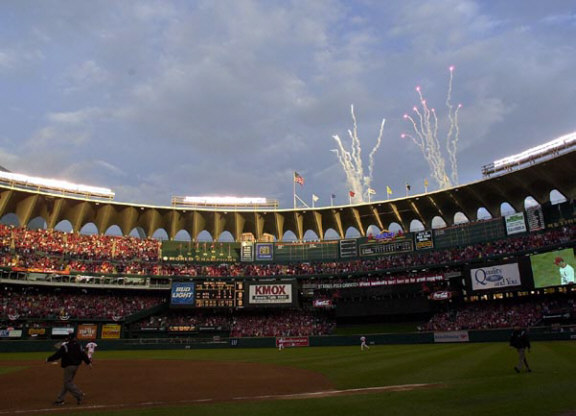 Busch Stadium after the Cards clinched home field advantage