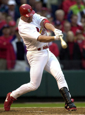 McGwire taking his swing as his role as pinch hitter.