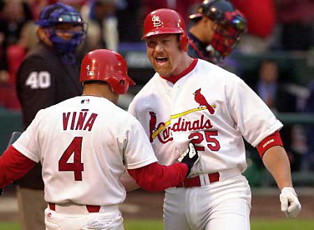 Vina gives McGwire a jab after his homerun.