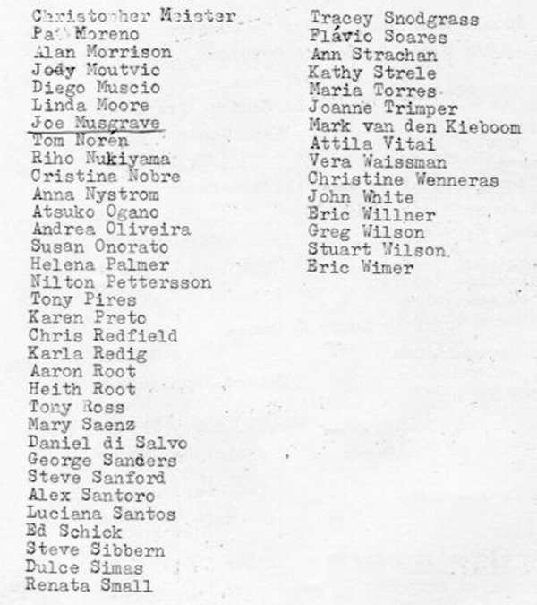 Second page of class roster