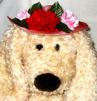 Sweet little hat with 3 carnations and red and white ribbon $8 plus shipping