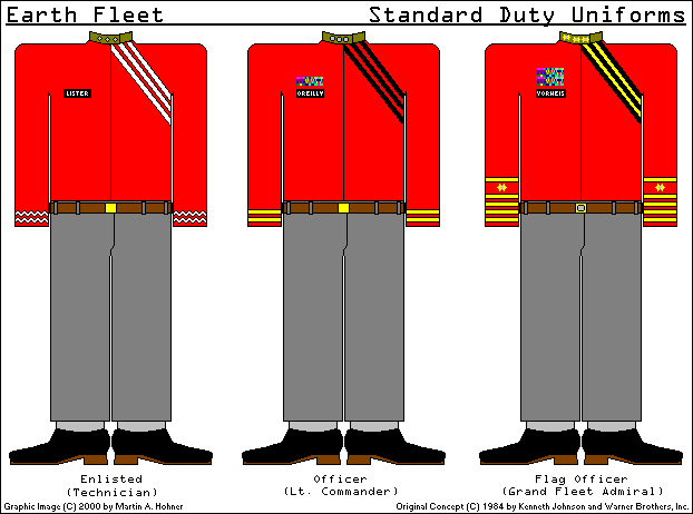 Uniforms based on those seen in the 1984 Miniseries `V'