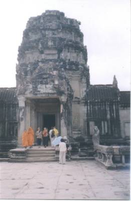 The monks are a welcome sight in the ancient ruins of ANGKOR WAT...