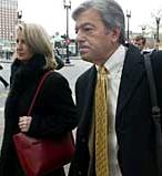 Jim Taricani and wife Laurie White outside court last year. (Courtesy USA Today/AP)
