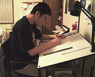 Working away at the desk