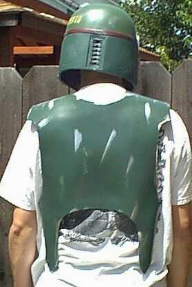 Brian wearing the Boba Fett helmet and backplate.