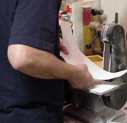 Brian sanding a cod piece.