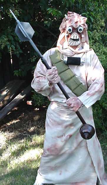 Brian wearing the finished Tusken Raider costume.