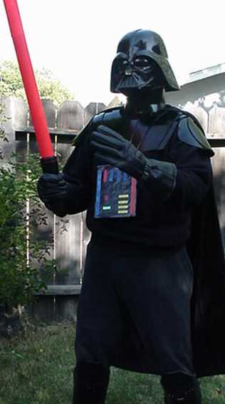 Brian wearing the finished Darth Vader costume.
